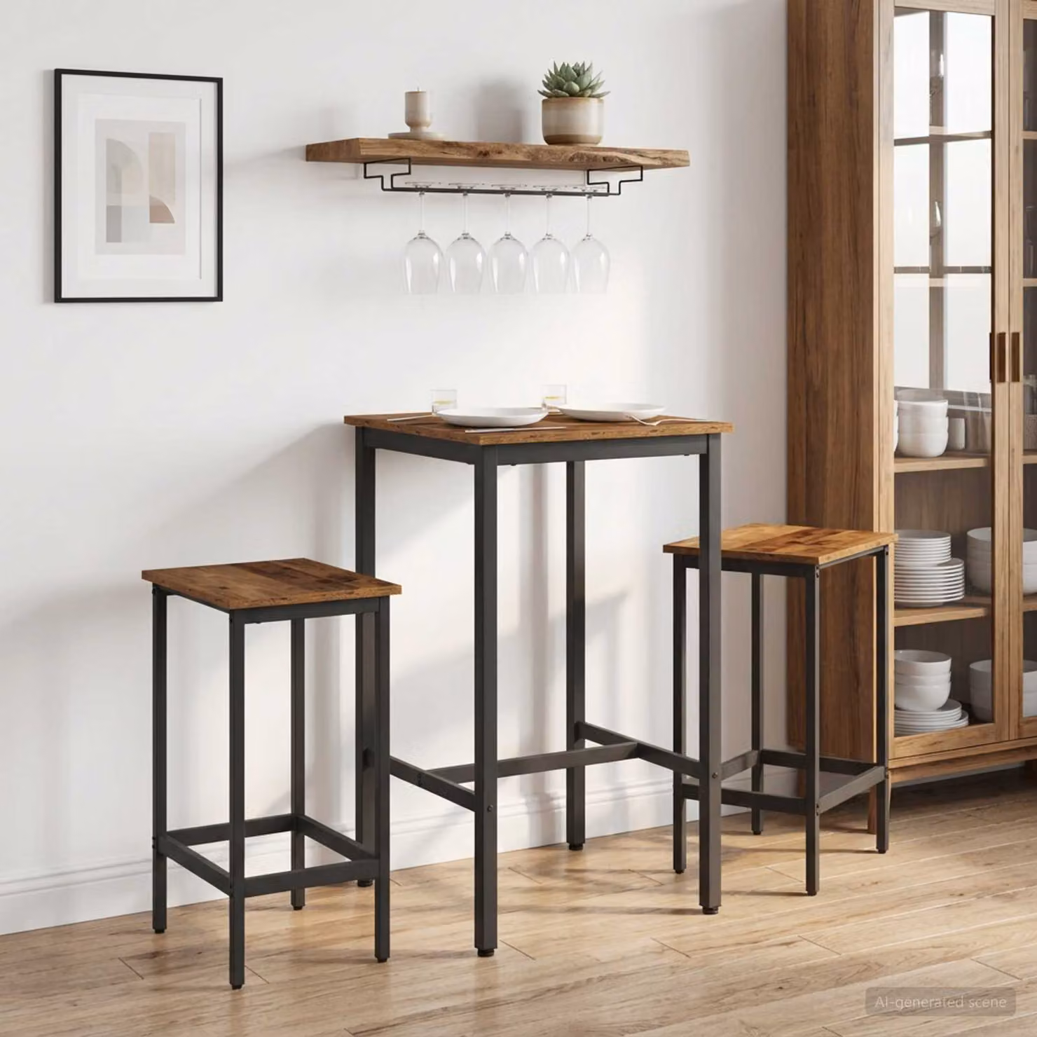Set di 2 sgabelli da bar vidaXL in stile moderno, colore marrone, L/P/H: 40 x 32 x 74 cm
