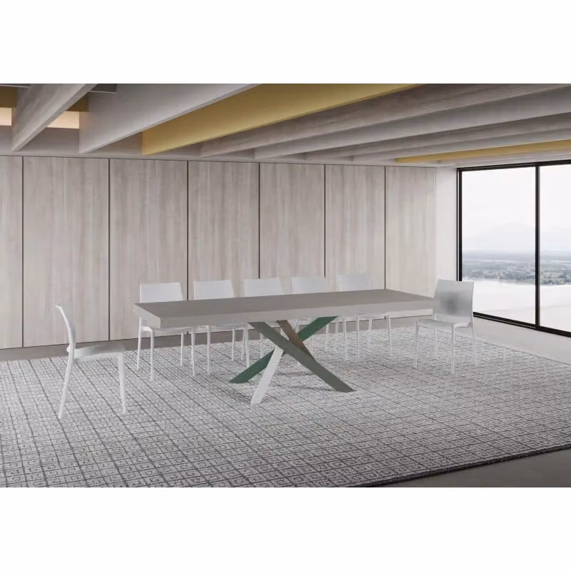 Tavolo allungabile moderno ITAMOBY Volantis Premium con telaio a X in metallo, colore grigio multicolore, L/P: 160/420 x 90 cm – 2