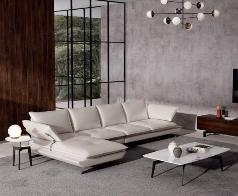 Italienische Polster Sitz Ecke Leder Couch Garnitur Moderne Wohnlandschaft