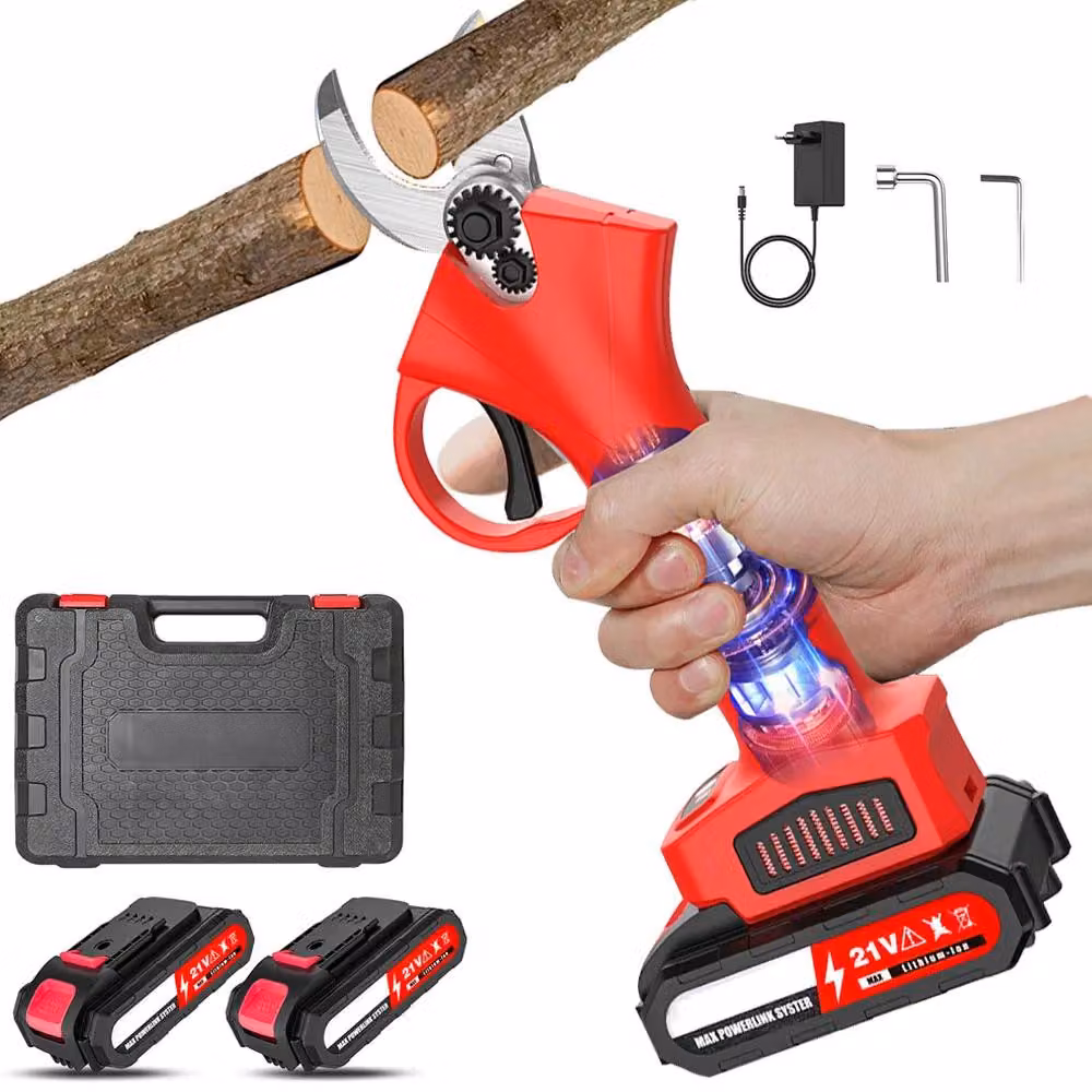 Forbice elettrica da giardino - Potatore a batteria - Capacità di taglio: 30 mm - 220 V - Colore: rosso