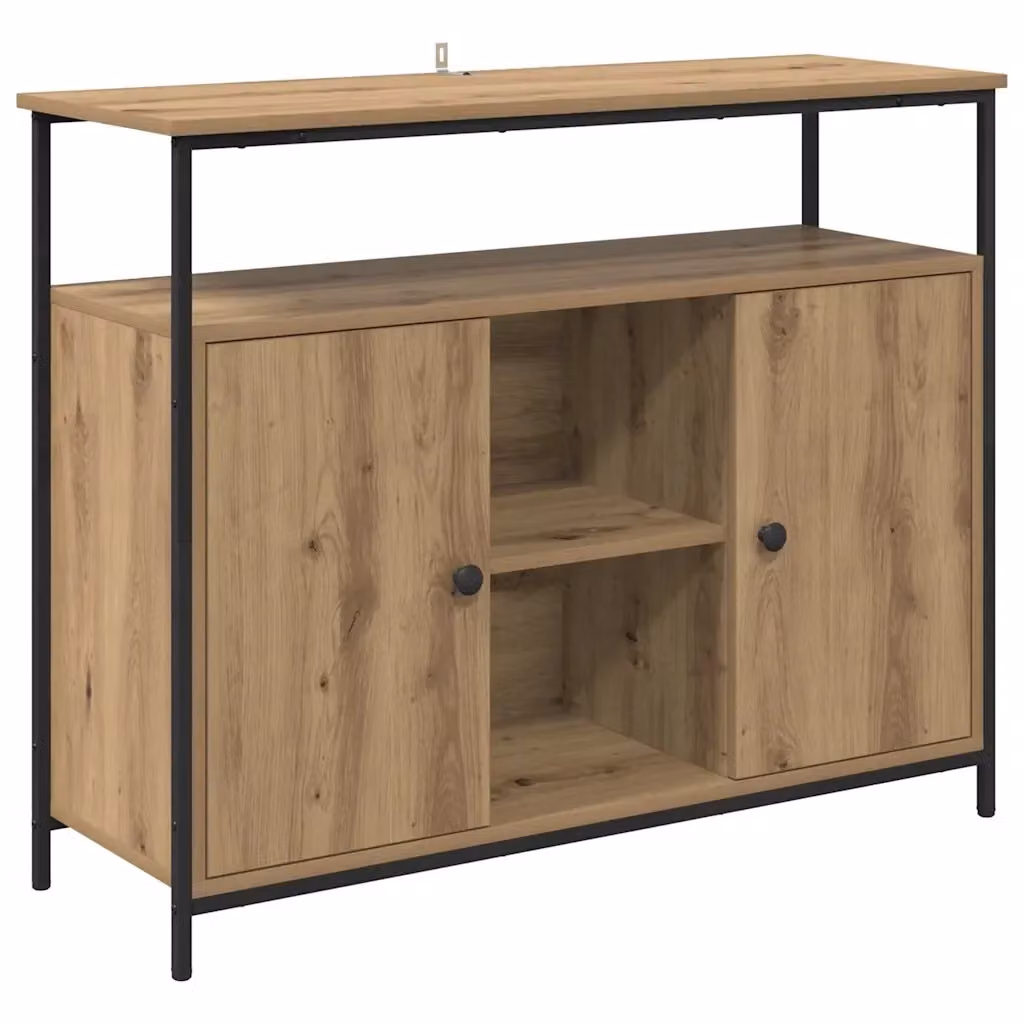 Credenza Buffet Moderna vidaXL in Legno Rovere Marrone con Ante a Battente per Cucina e Sala da Pranzo L: 100 cm, P: 35 cm, H: 80 cm – 2