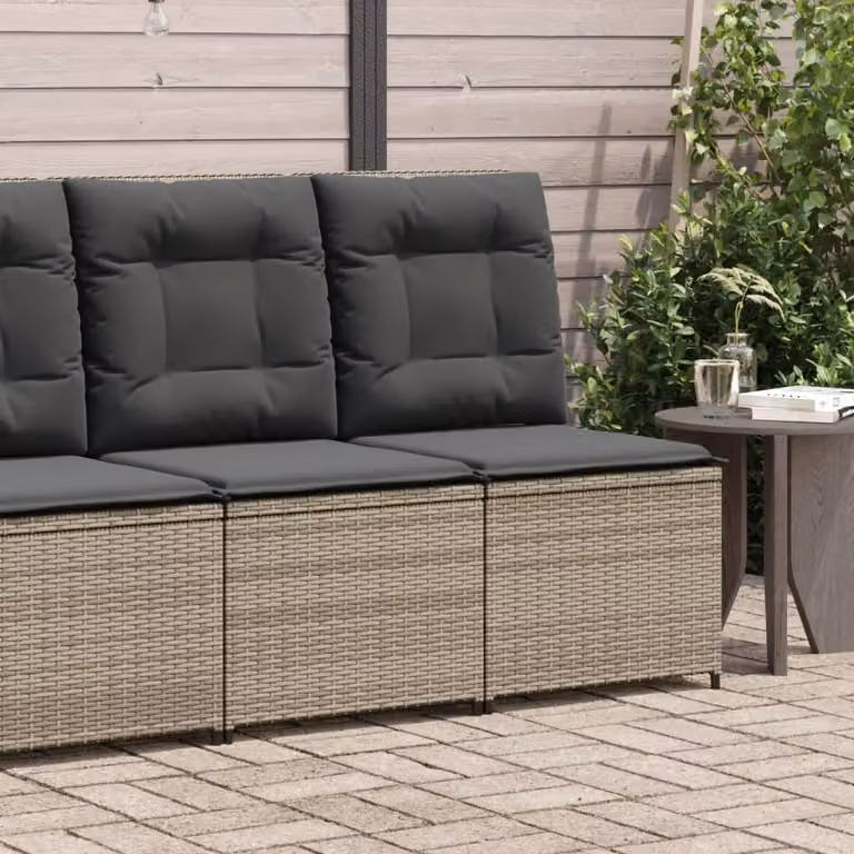 vidaXL Divano da Giardino Reclinabile in Polyrattan Grigio con Cuscini e Poggiatesta Regolabile