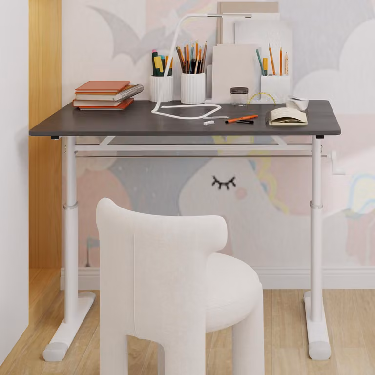 Scrivania regolabile in altezza per bambini e adulti – 100 x 60 x 90 cm, Grigio