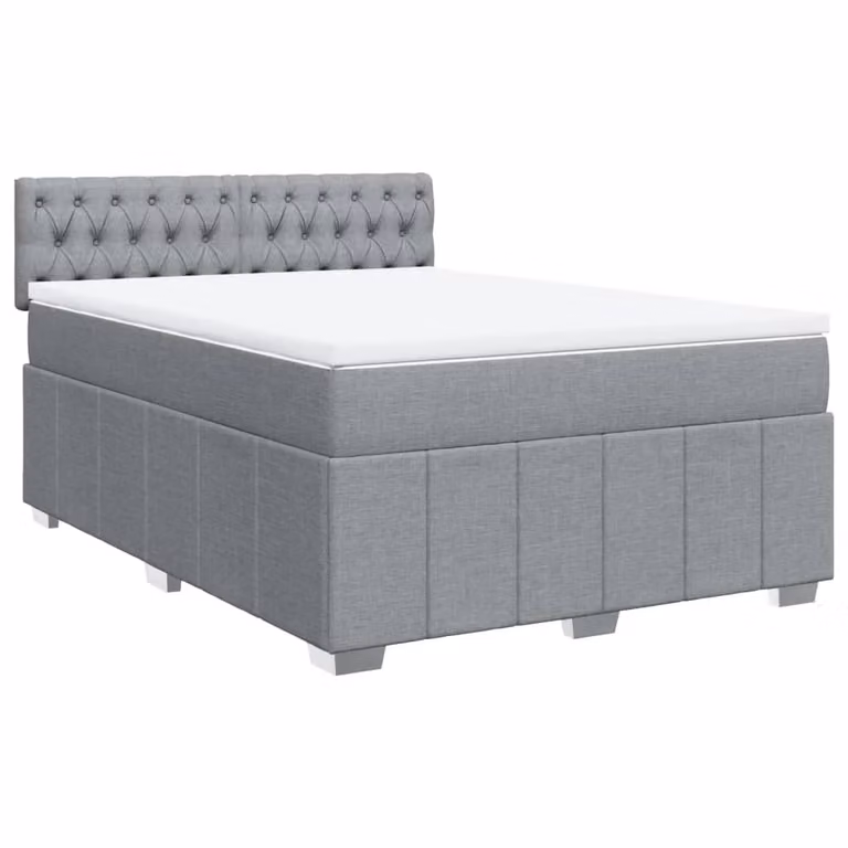 Giroletto a Molle con Materasso Grigio Chiaro 140x200cm Tessuto