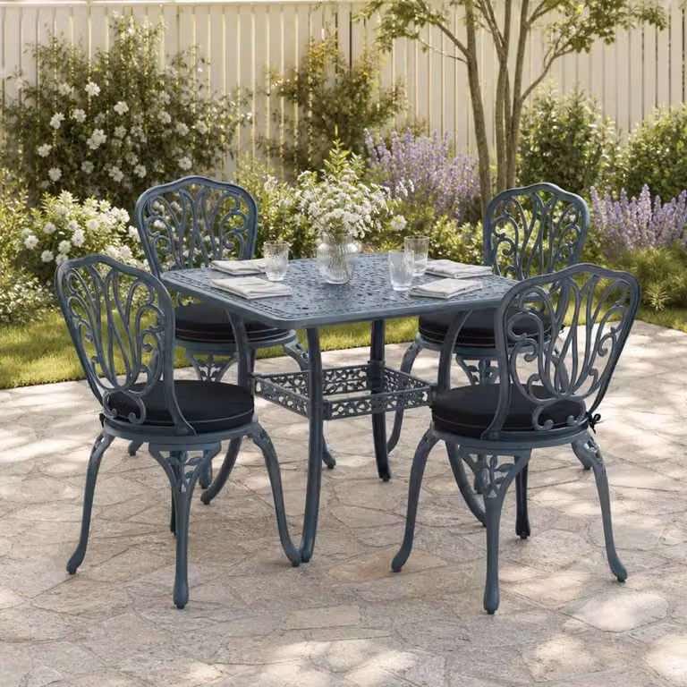 Set di 4 cuscini per sedia vidaXL in poliestere nero con fodera lavabile e resistente ai raggi UV