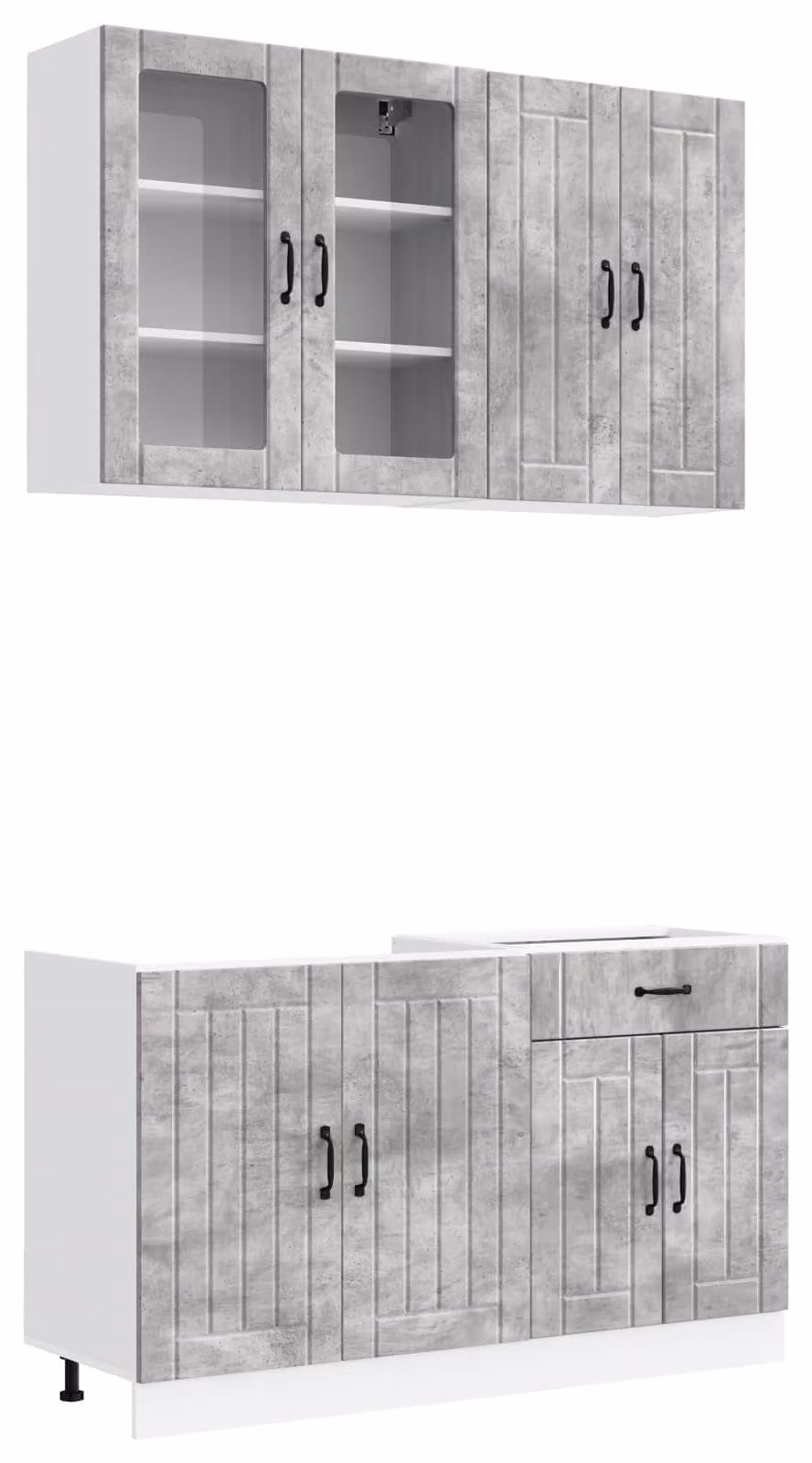 Set da cucina LUCCA, 4 pezzi, colore grigio cemento, materiale: legno composito