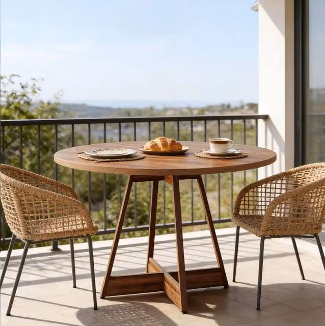 Tavolo da pranzo rotondo marrone in MDF, diametro 100 cm, per 2-4 persone