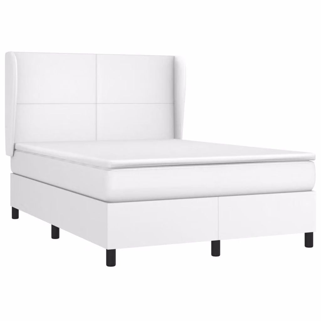 Giroletto a Molle con Materasso Bianco 140x200 cm in Pelle finta