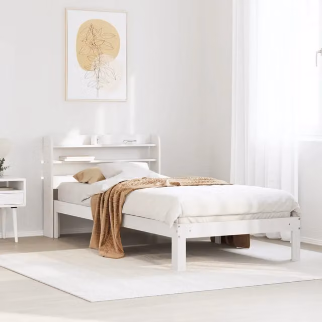 Giroletto con Testiera vidaXL in Legno Massello di Pino Bianco L: 75 cm, P: 190 cm, H: 82 cm