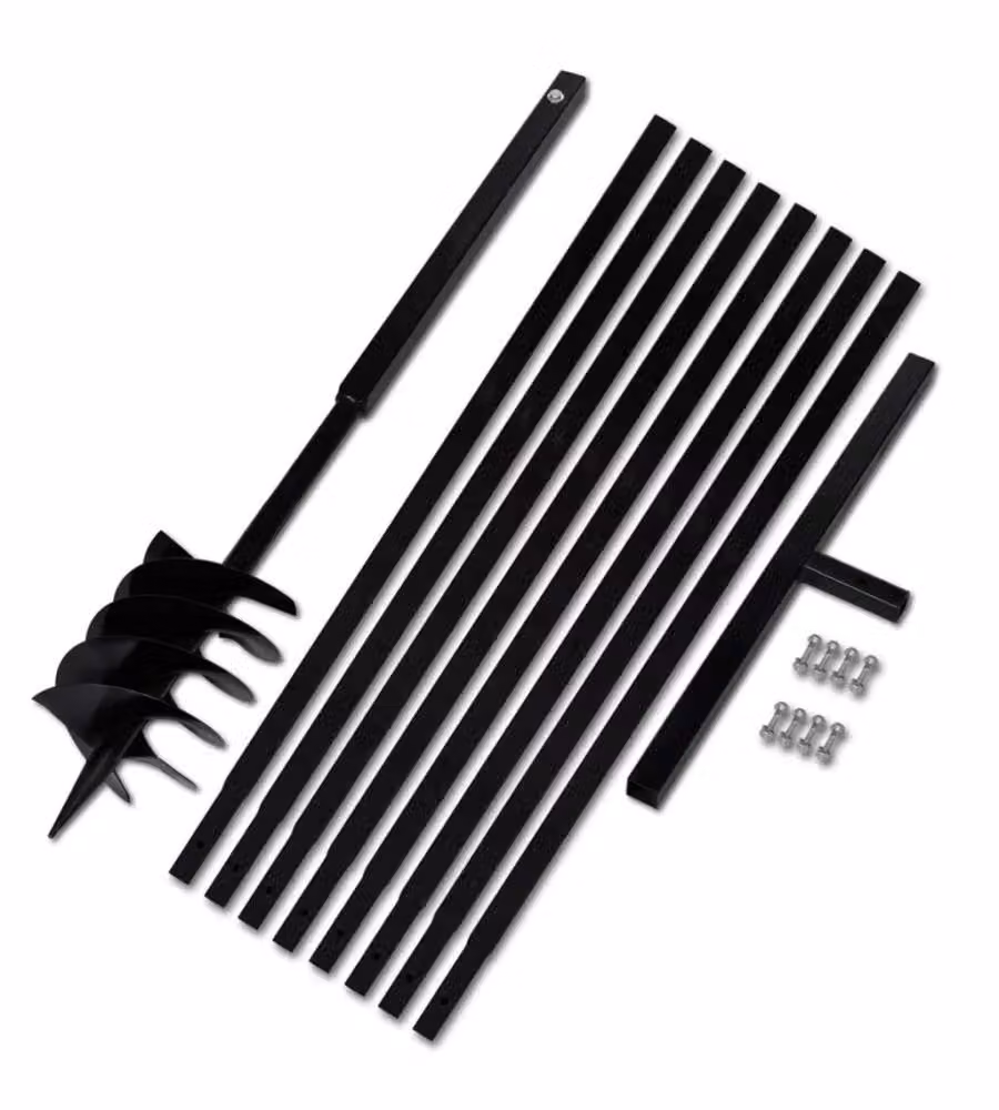 vidaXL Trapano da terra manuale in acciaio con manico da 180 mm e tubo di prolunga da 9 m, colore nero – 2