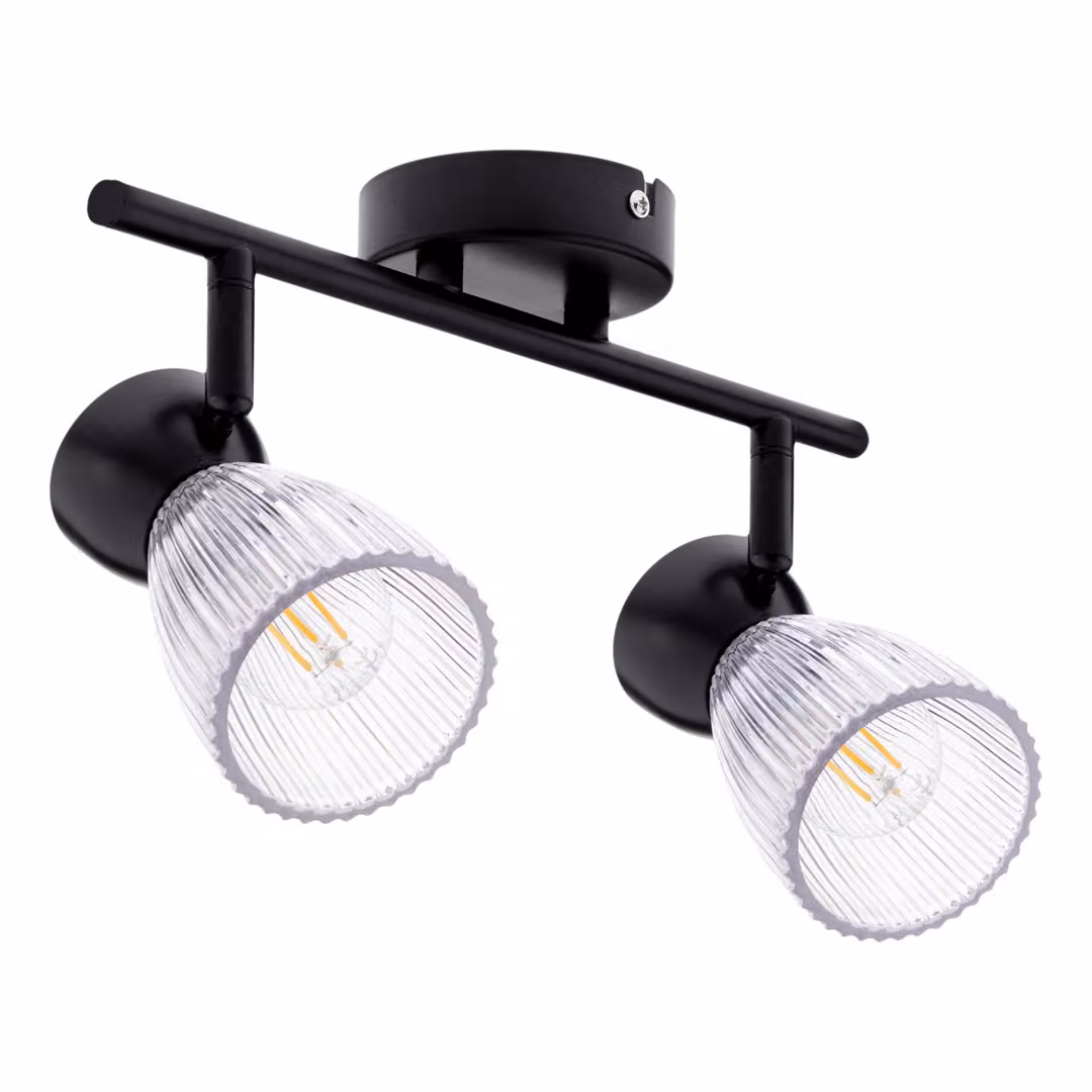 Lampada da soffitto nera con due paralumi in vetro Best 2xE14 40W Milagro