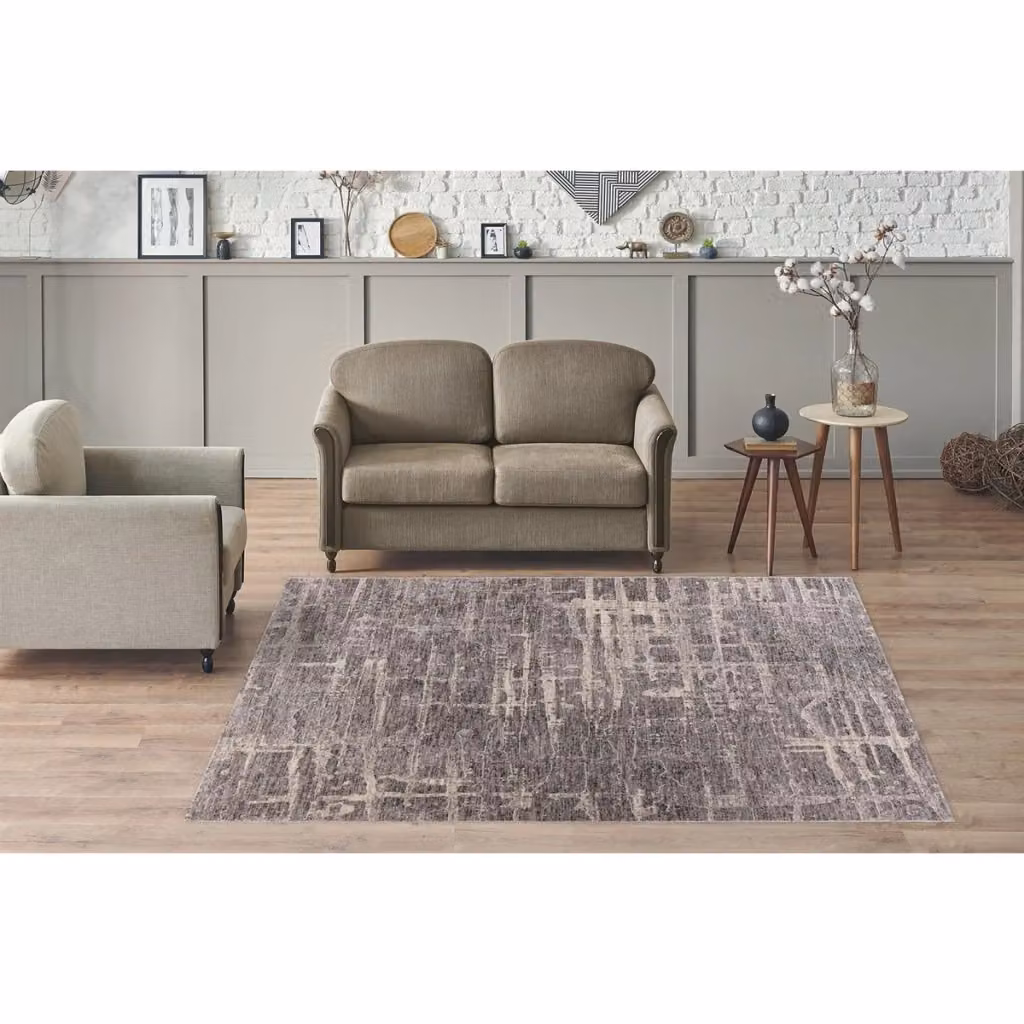 Tappeto rettangolare moderno con design astratto Jaka 325 di Kendra Home, multicolore beige e grigio – 2