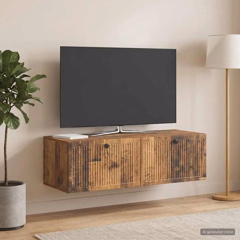 vidaXL Mobile Porta TV da Muro in Legno Antico Marrone L: 98 cm, P: 41 cm, H: 30 cm