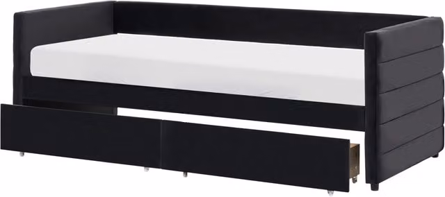 Letto con contenitore con cassetti in velluto nero 90 x 200 cm stanzetta design elegante