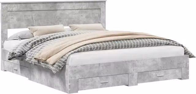 Letto matrimoniale | Letto per adulti | Struttura del letto con testiera Grigio cemento 180 x 200 cm
