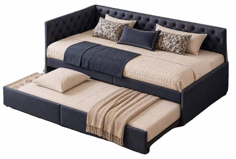 Divano letto, con meccanismo di estensione, design compatto, colore grigio