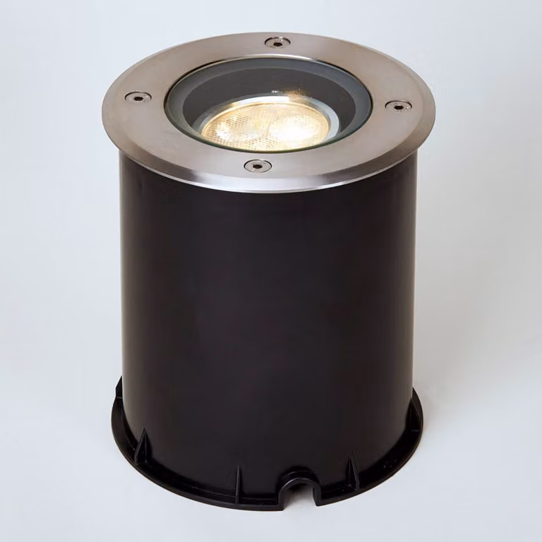Lucande Lampada da incasso per pavimento a LED Jos, rotonda, orientabile, IP67 JOS, Alluminio / Grigio / Zincato, Acciaio Inox, Moderno, Faretto da incasso da terra