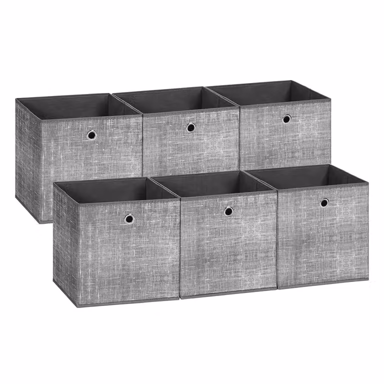 Scatola Portaoggetti Pieghevole, Grigio Melange / Set di 6 / 30 x 30 x 30 cm