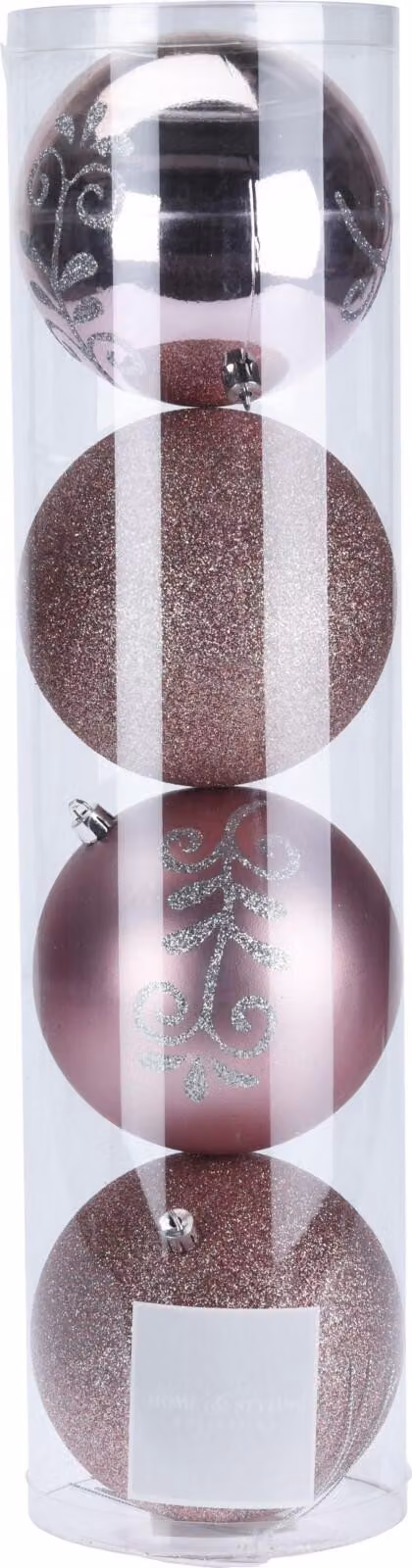 Set di 4 palline natalizie, diametro 12 cm, color rosa