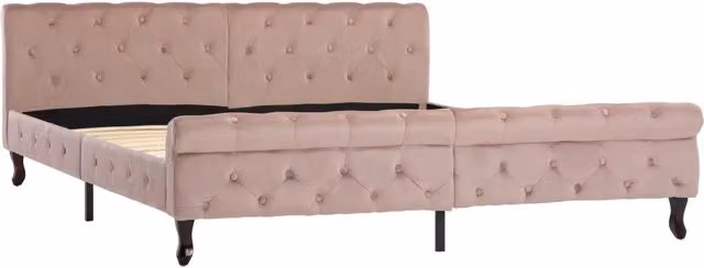 Letto matrimoniale | Letto per adulti | Giroletto Rosa in Velluto 180x200 cm