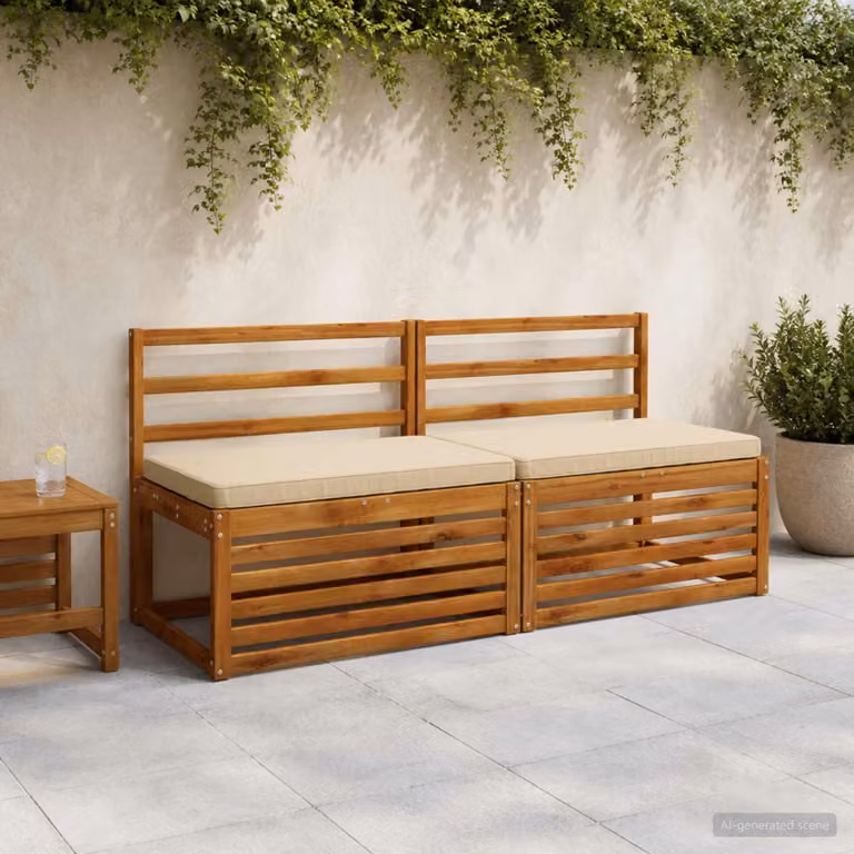 Set di 2 cuscini per panchina vidaXL VUGHT in poliestere beige con rivestimento rimovibile e resistente ai raggi UV