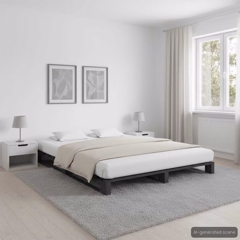 vidaXL Giroletto in Pallet in Legno Massello di Pino Grigio L: 120 cm, P: 200 cm