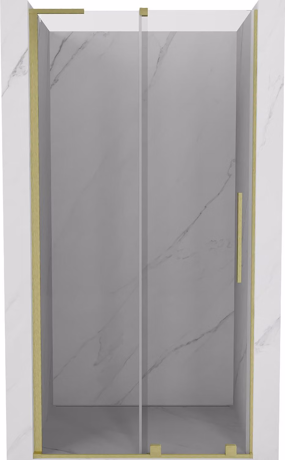 Mexen Velar L porta doccia scorrevole 120 cm, trasparente, oro spazzolato - 871-120-003-01-55