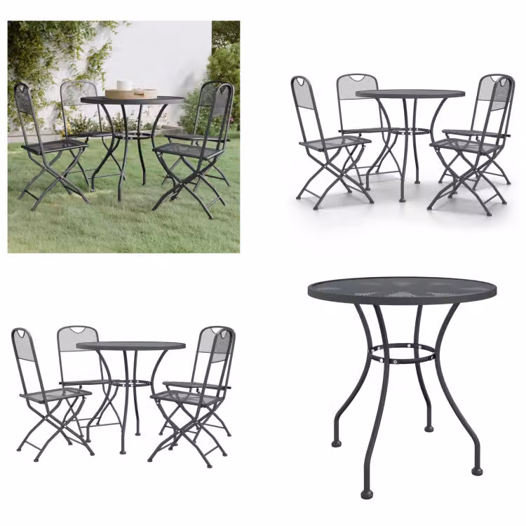 vidaXL Set da pranzo da giardino 5 pezzi in metallo espanso antracite - Set da pranzo da giardino - Set da pranzo - Set da pranzo da esterno