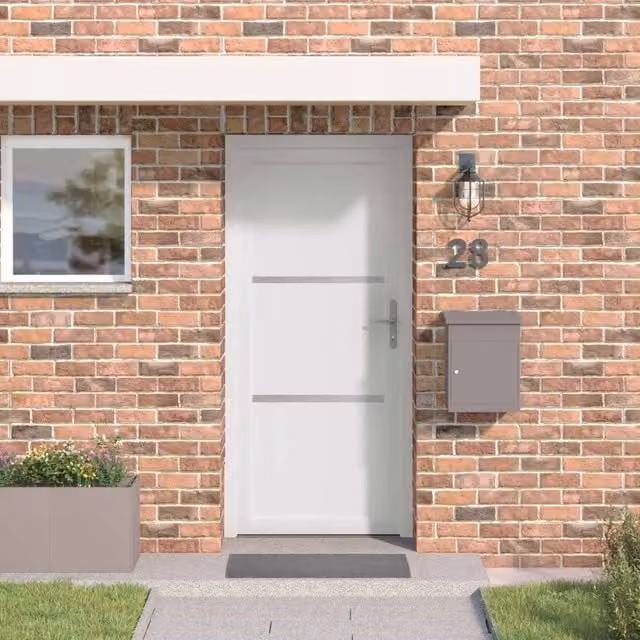 Porta Frontale Moderna vidaXL in Plastica e Vetro, Colore Bianco, L: 98 cm, H: 208 cm