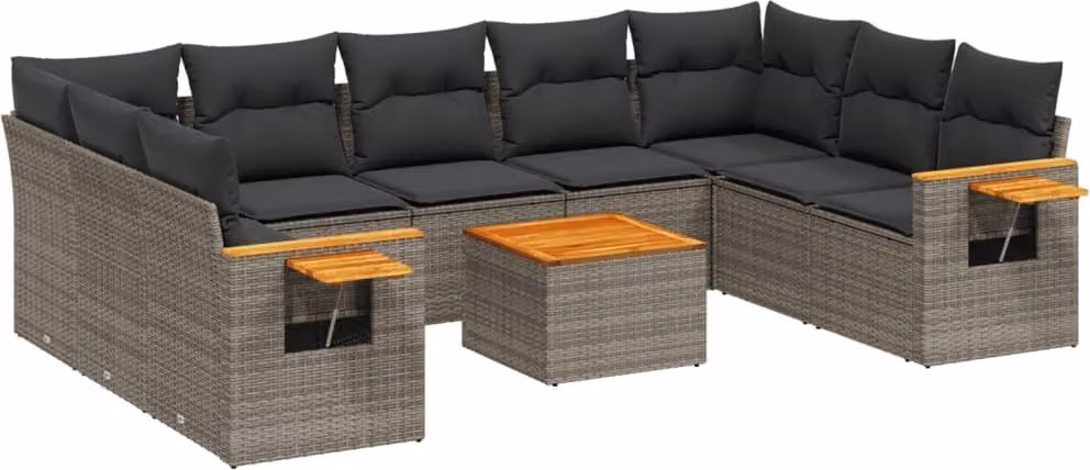 Maison Exclusive - Set Divano da Giardino 10 pz con Cuscini Grigio in Polyrattan