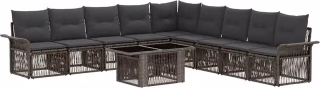 Set Divano da Giardino 10 pz Grigio e Grigio Scuro polyrattan 3436649
