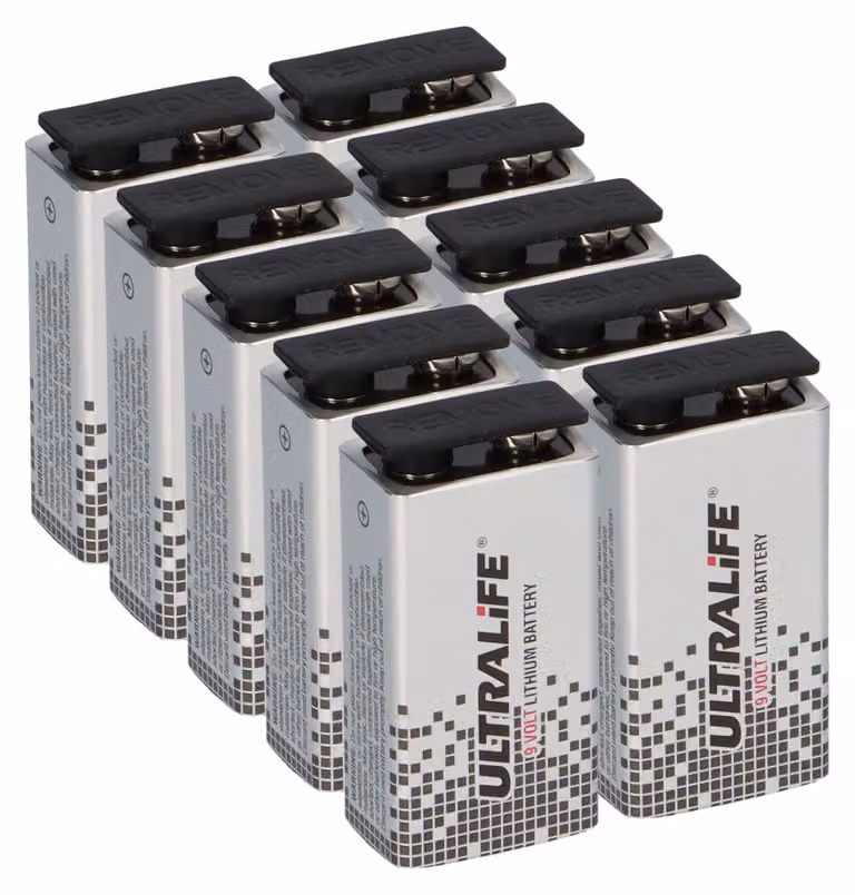 10 batterie al litio Ultralife U9VL-J-P da 9V, capacità 1200mAh - compatibili con rilevatori di fumo e sistemi di sicurezza
