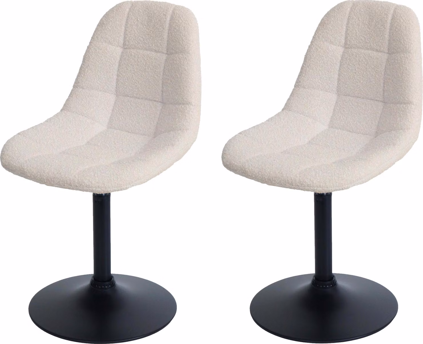 Set di 2 sedie da sala da pranzo | A x L x P 83 x 47 x 43 cm | Altezza seduta 47 cm | Acciaio Tessuto/bouclé | Beige | Sedia da cucina Sedia girevole