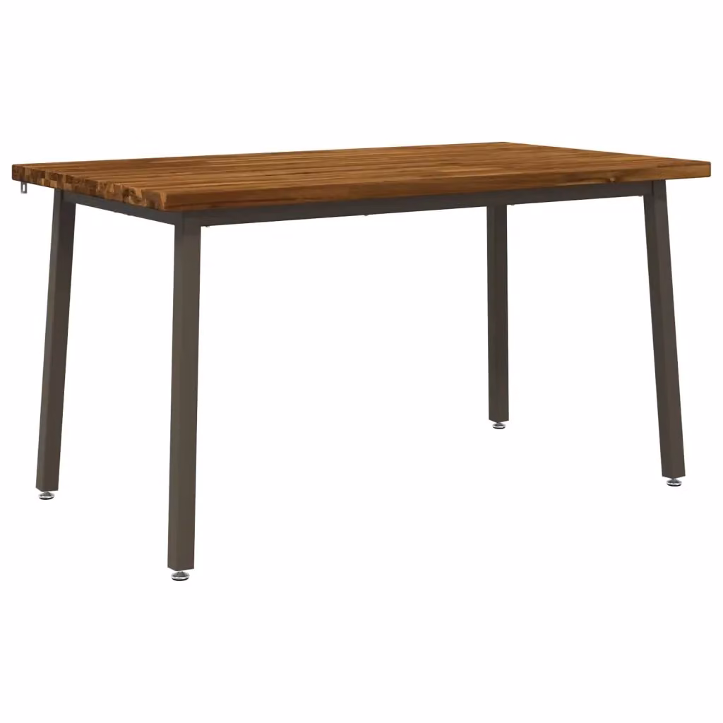 Tavolo da pranzo rettangolare moderno vidaXL in legno di acacia massello e metallo, colore marrone, L 140 x P 80 x H 75 cm – 2