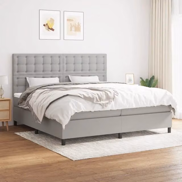Letto Ibrido vidaXL con Materasso a Molle Insacchettate Grigio e Bianco L/P/H: 200 x 200 x 25 cm