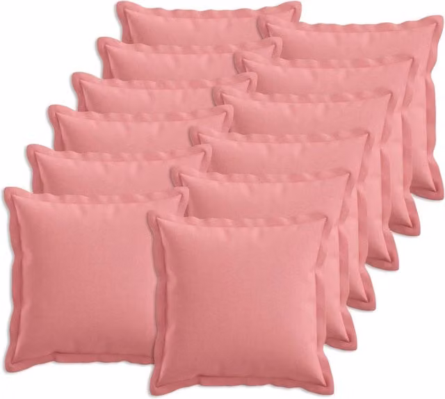 Set di 12 cuscini quadrati vidaXL in lino rosa con fodera rimovibile lavabile 50 x 50 cm