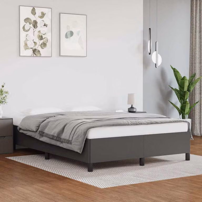 Giroletto vidaXL senza materasso in similpelle grigia L/P: 140 x 200 cm