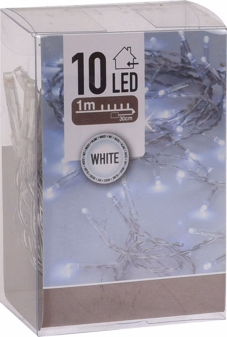 Luci di fata con 10 LED in bianco freddo - 130 cm - Catena luminosa natalizia da tavolo per illuminazione interna