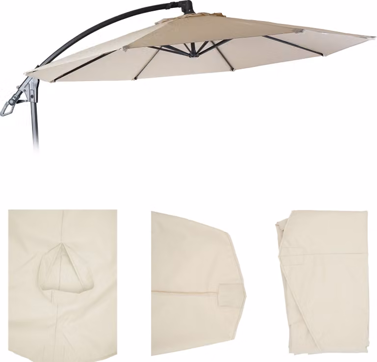 Copertura di ricambio per l'ombrellone a sbalzo Deluxe HWC-D14, copertura dell'ombrellone rotonda Ø 3m ~ panna senza aletta