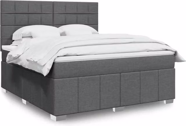 Letto Ibrido vidaXL con Materasso e Struttura in Legno di Pino, Grigio e Bianco, L 180 x P 200 cm – 1
