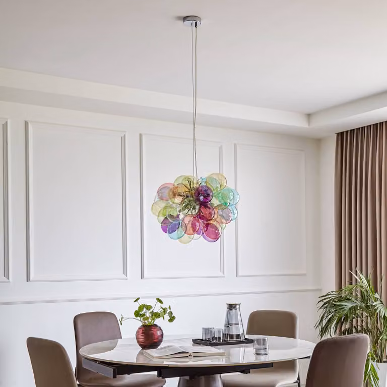 Lampada a sospensione in vetro Diborah Lucande, dimmerabile, Multicolore, Soggiorno / Sala da pranzo, Vetro, Design, Lampada a sospensione