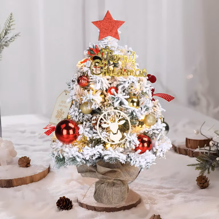 ALIGHTUP: Mini albero di Natale artificiale da 40 cm con luci LED e decorazioni natalizie fai-da-te, ideale per essere posizionato su un tavolo