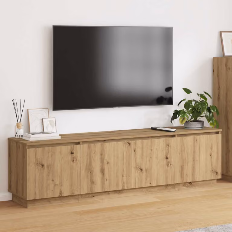 Mobile TV moderno vidaXL in legno rovere color marrone con illuminazione integrata L 180 x P 38 x H 49 cm