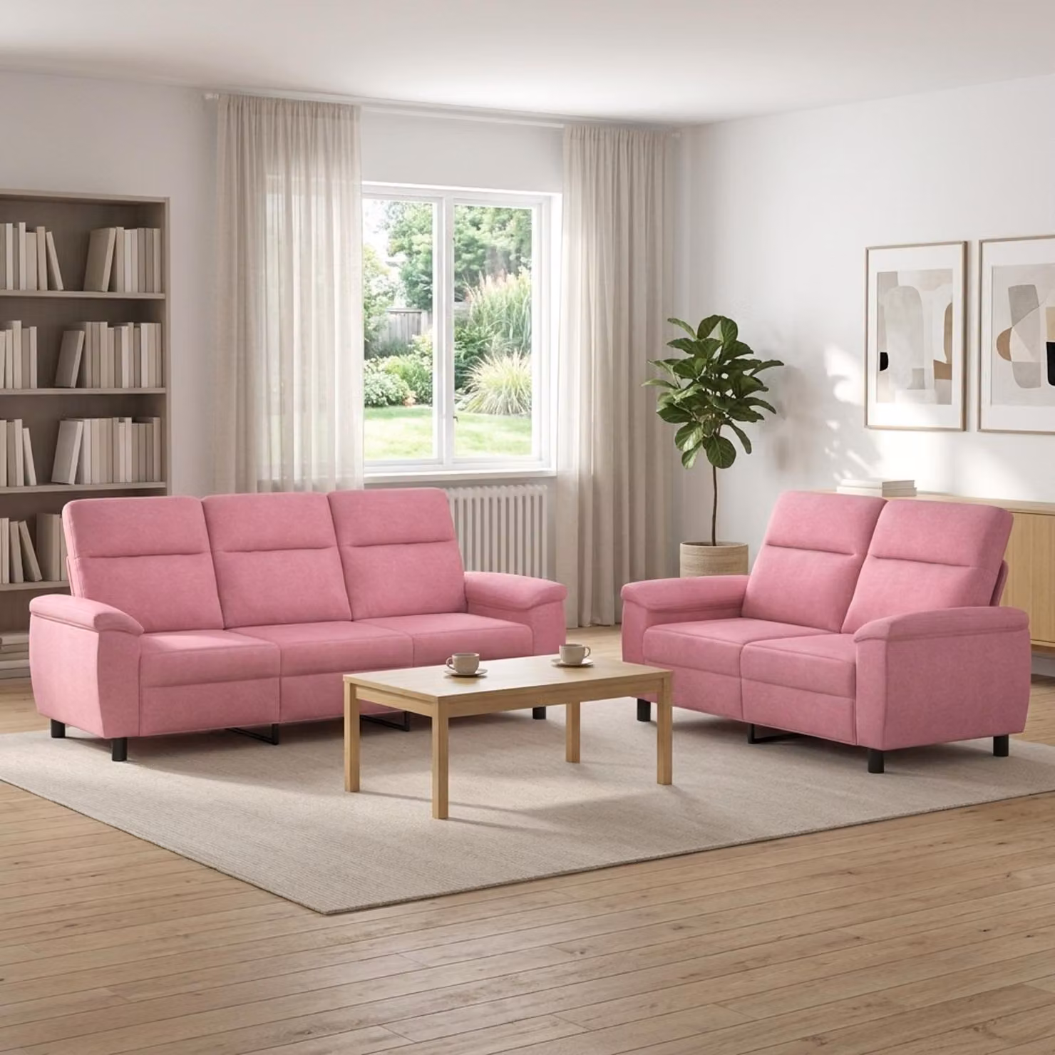 Set di 2 divani moderni vidaXL in tessuto rosa con struttura in metallo per il tuo soggiorno
