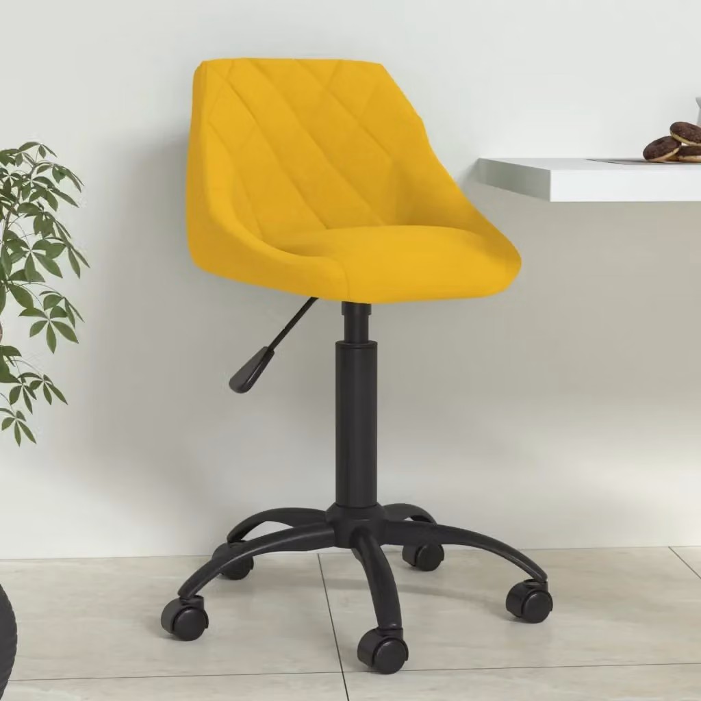 Sedia da Pranzo Moderna in Velluto Giallo con Ruote e Base Girevole 360 Gradi – 2
