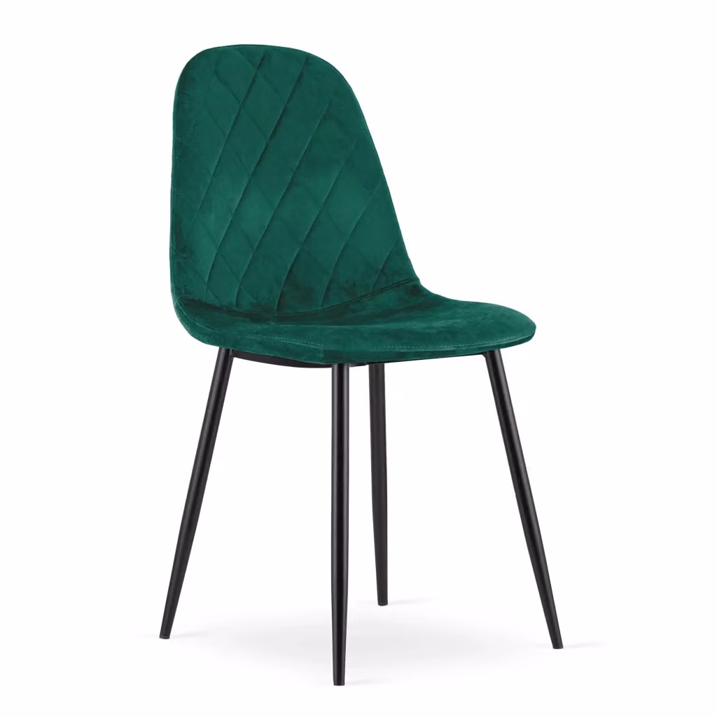 Set di 3 sedie Valora in velluto verde con struttura in metallo per soggiorno o ufficio, L: 120 cm, P: 50,5 cm, H: 87,5 cm – 2