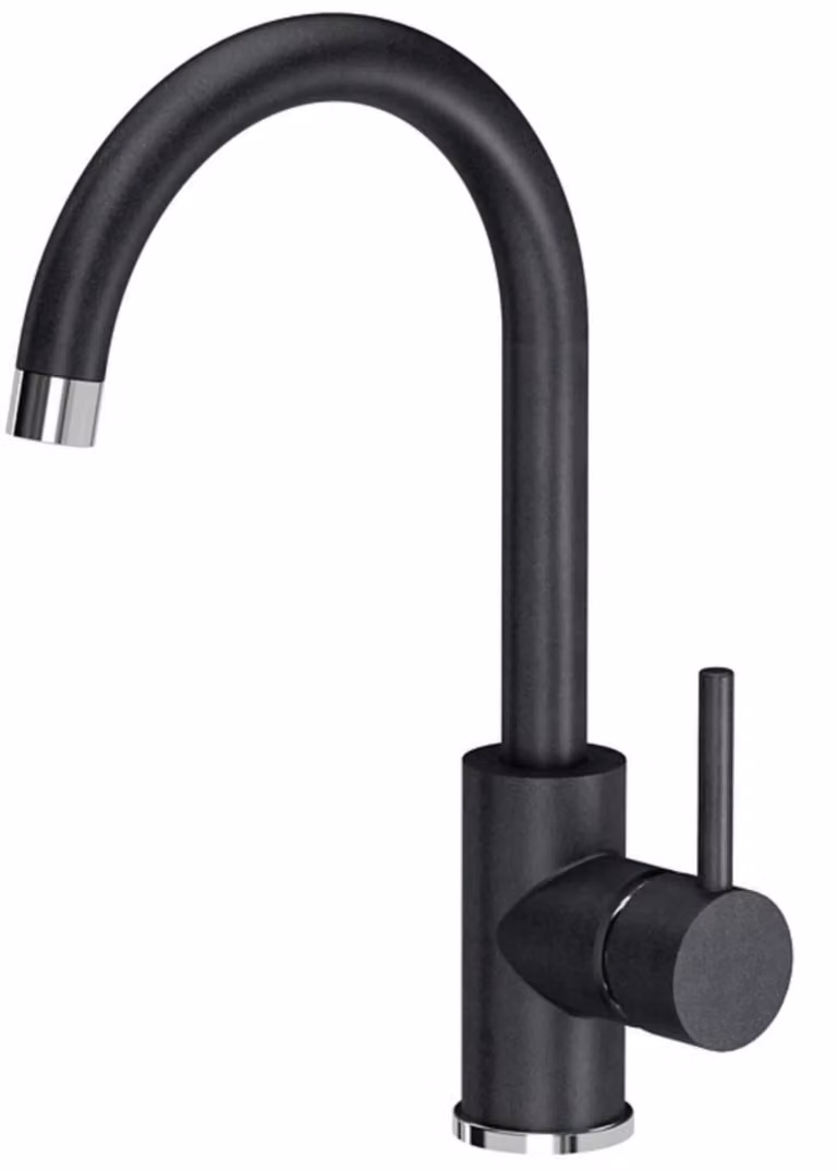 Miscelatore per lavabo nero, girevole a 360°, monocomando, per cucina e bagno