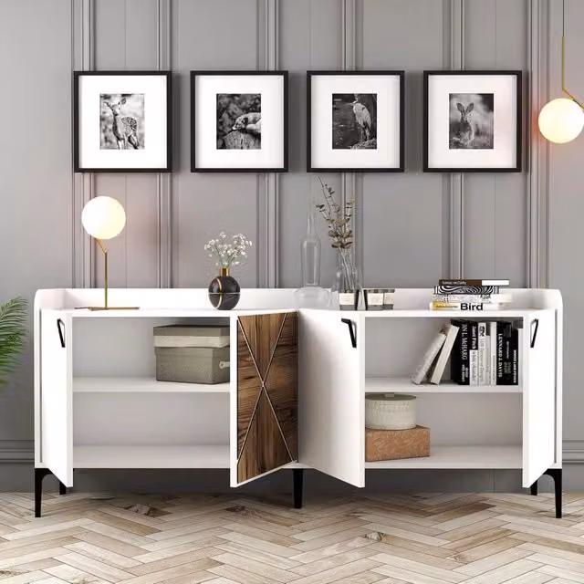 Madia Elini, Credenza 2 Ripiani, 180x35x78h cm Bianco