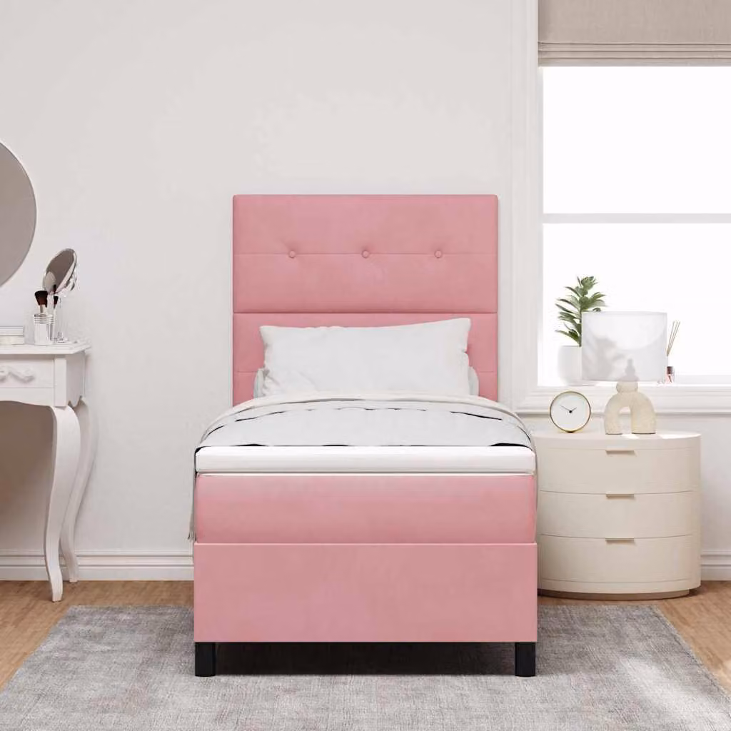 Maison Exclusive - Letto boxspring a LED con testiera rosa 80 x 200 cm in velluto