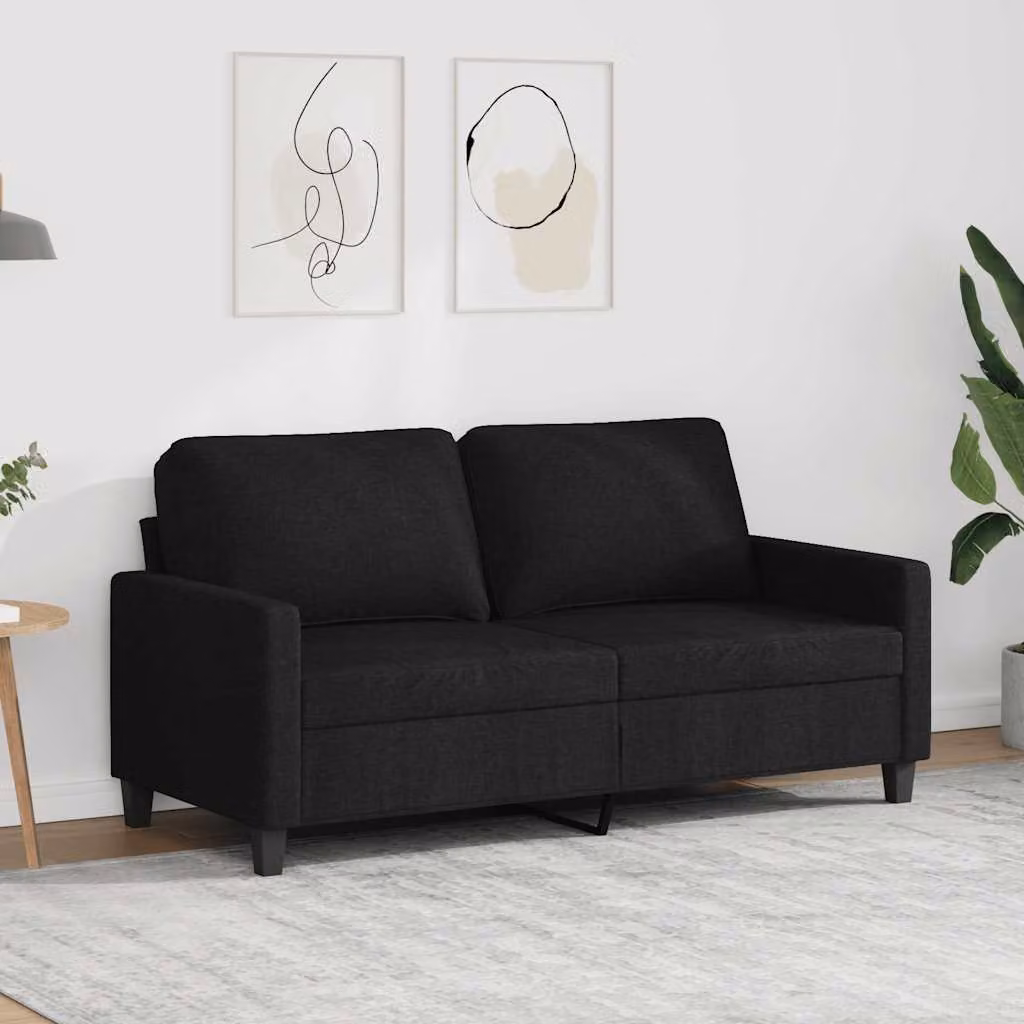 Divano a 2 posti moderno vidaXL in tessuto nero con struttura in metallo per il tuo soggiorno L: 158 cm, P: 77 cm, H: 80 cm
